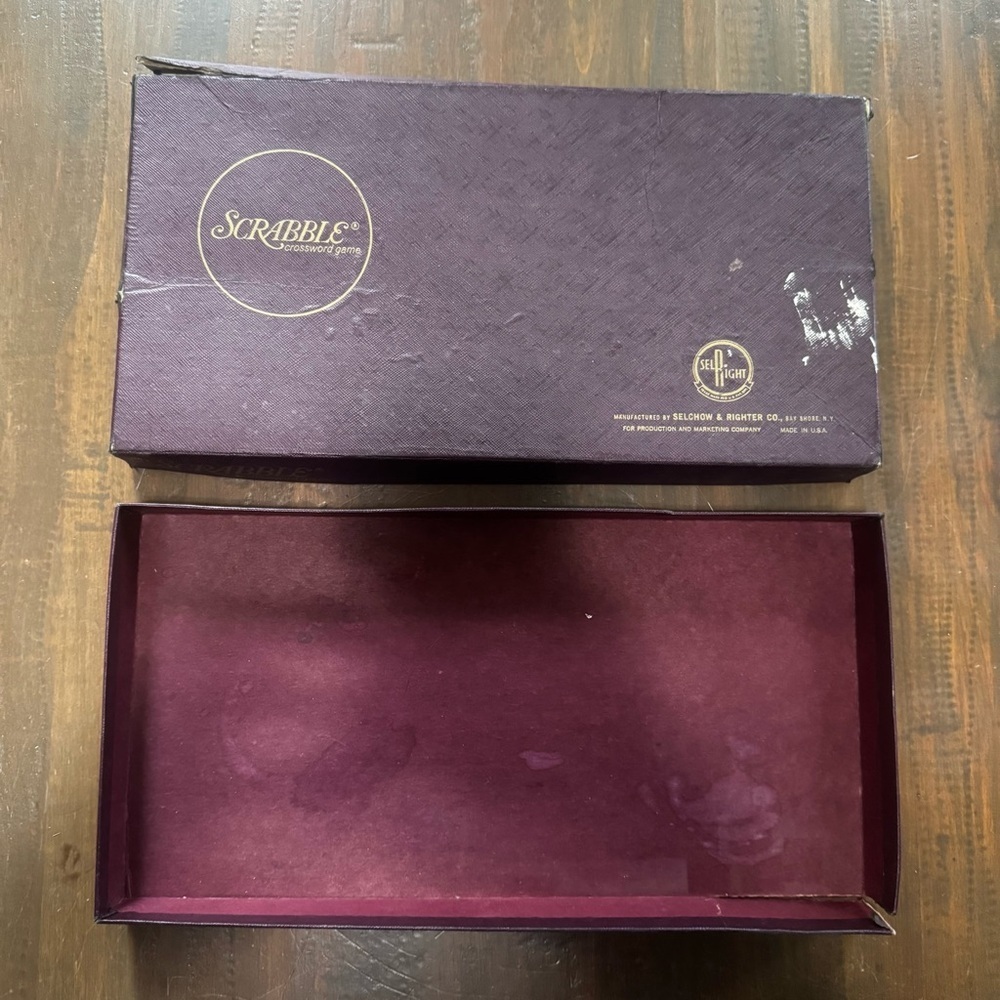 Vtg SCRABBLE Board Game BOX ONLY Selchow & Righter Copyright 1948 Rough Shape